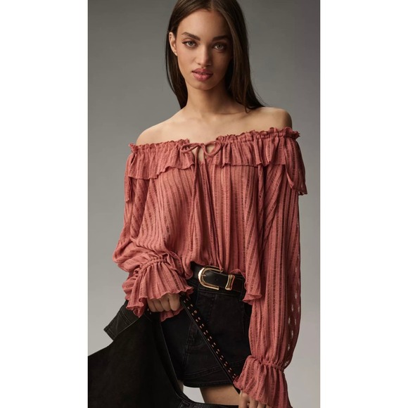 Anthropology sheer long sleeve bouse. Boho, peasant style. - Picture 3 of 6